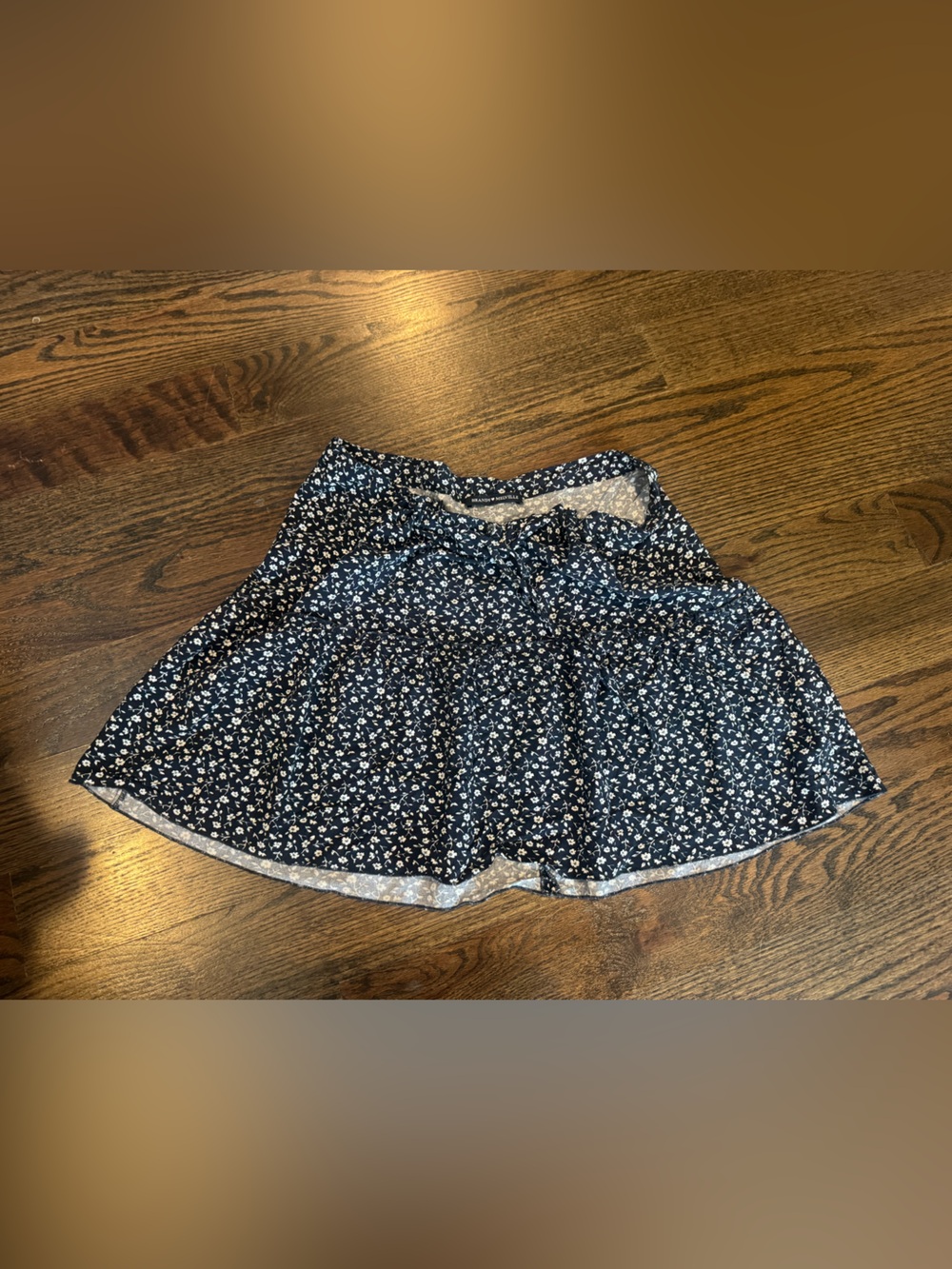 Brandy Melville Black and White Micro Floral High-Waist Skirt